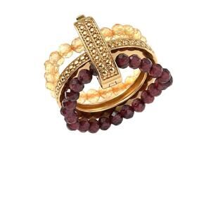 EverTrue Mozambique Garnet, Brazilian Citrine Bead Ring 18K YG Plated